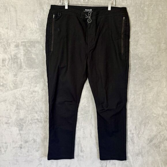 Roark Men’s Black Layover Traveler Pants Size 38 Drawstring Zipper Drawstring